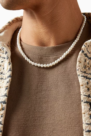 قلادة كلاسيكية بلؤلؤ وفضة إسترلينية