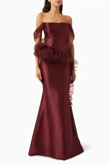 فستان سهرة بأكتاف مكشوفة ميكادو وتفتا