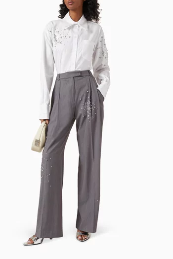 Crystal-embellished Oversized Shirt in Cotton