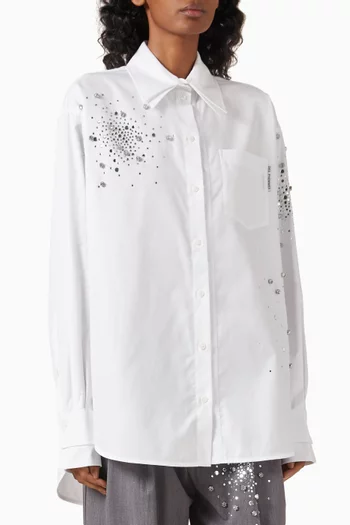 Crystal-embellished Oversized Shirt in Cotton