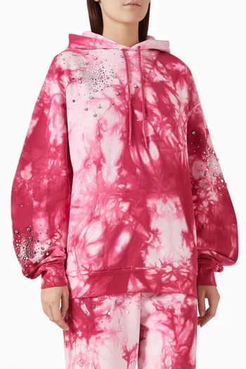 Embellished Tie-dye Hoodie in Cotton Jersey