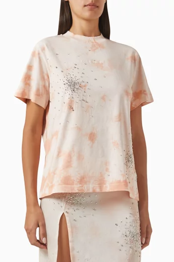 Crystal-embellished Tie-Dye T-shirt in Cotton Jersey