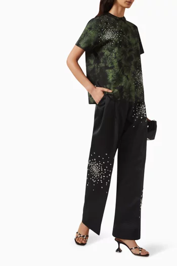 Crystal-embellished Tie-Dye T-shirt in Cotton Jersey