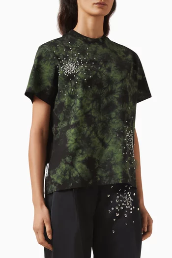 Crystal-embellished Tie-Dye T-shirt in Cotton Jersey