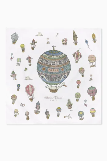 بطانية مربعة مزينة بنقشة منطاد قطن عضوي