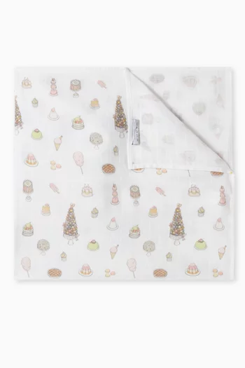 بطانية مربعة بطبعة فطائر حلوة قطن عضوي