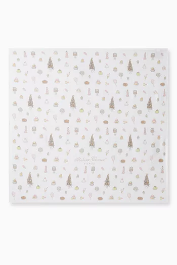 بطانية مربعة بطبعة فطائر حلوة قطن عضوي