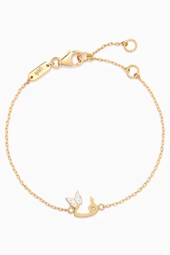 Arabic Letter 'Faa' Butterfly Charm Bracelet in 18kt Yellow Gold