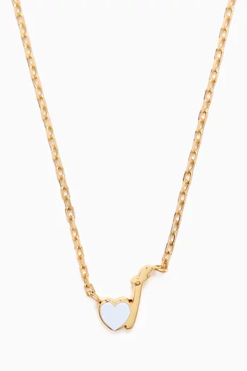 Arabic Letter 'Alef'Heart Charm Necklace in 18kt Yellow Gold