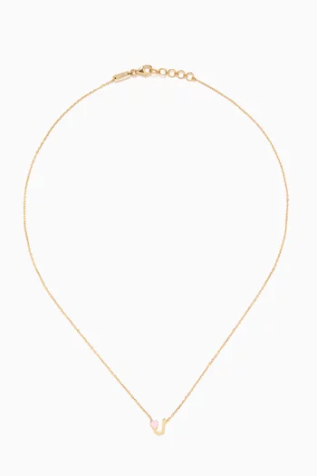 Arabic Letter 'Lam Heart Charm Necklace in 18kt Yellow Gold