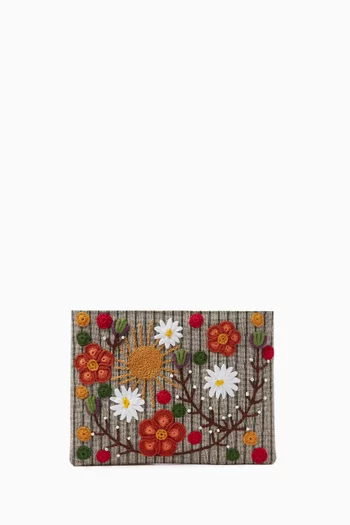 Bloom Winter Classic Embroidered Pouch in Canvas