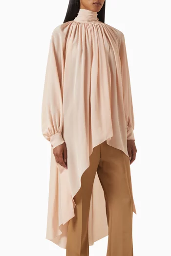 Fluid Tunic Dress in Silk-georgette