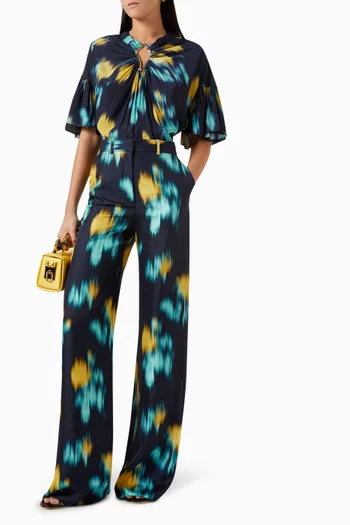 Printed Wide-leg Pants in Silk