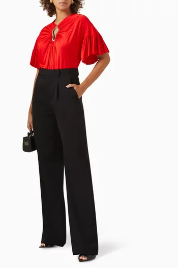 Eyelet Ruffle Top in Viscose Jersey