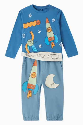 Rocket-print Long-sleeve T-shirt in Organic Cotton