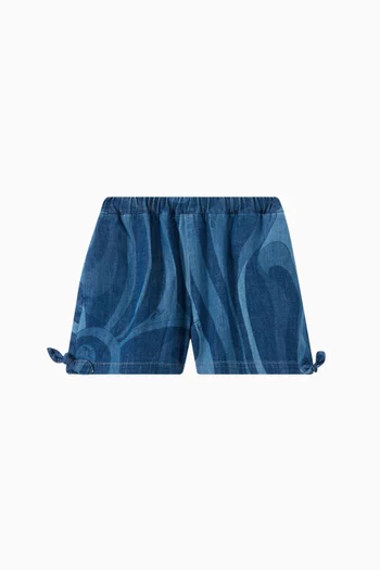 Printed Bermuda Shorts in Denim