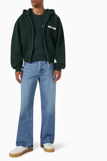 Le Hoodie Gros Grain Zippé Hoodie in Cotton Fleece