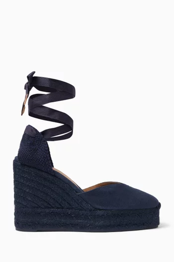 Buy Castaner Blue Chiara 80 wedge espadrilles in Canvas for Women Online Ounass Kuwait