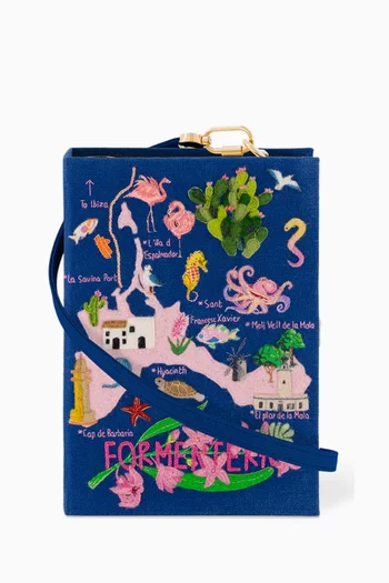 Formentera Embroidered Book Clutch in Silk & Felt