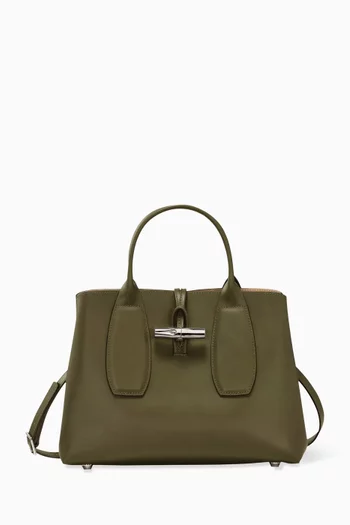 Medium Le Roseau Box Top-handle Bag in Leather