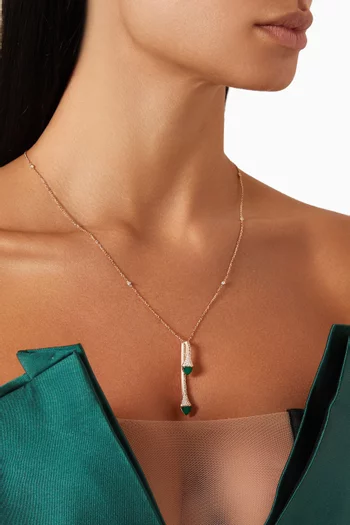 Cleo Diamond & Green Agate Drop Pendant Necklace in 18kt Rose Gold