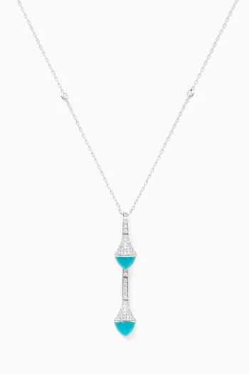 Cleo Diamond & Blue Chalcedony Drop Pendant Necklace in 18kt White Gold