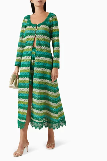 Playa Cristal Long Cardigan in Guipure Lace