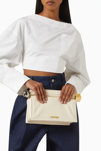 La Pochette Rond Carré Clutch Bag in Leather