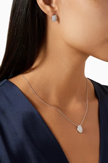 Oval Diamond Pendant Necklace in 18kt White Gold