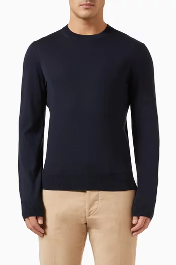 سترة بفتحة رقبة مستديرة صوف مارينو