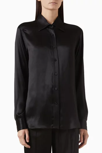 Fluid Long-sleeve Shirt in Silk