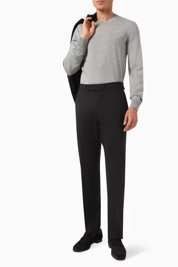 سترة بفتحة رقبة مستديرة صوف مارينو