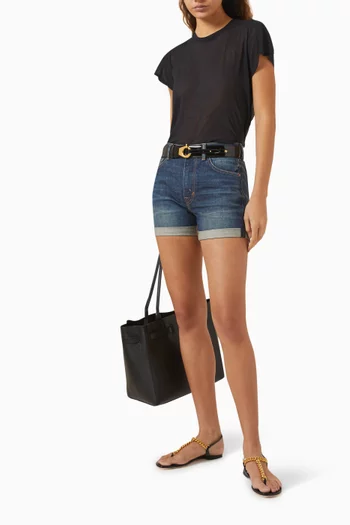 شورت بحواف مطوية دينم