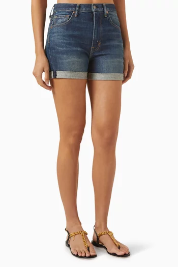 شورت بحواف مطوية دينم