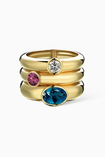 Treasured Diamond, Topaz & Tourmaline Ring in 14kt Gold