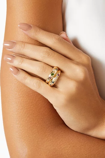 Treasured Diamond & Multicoloured Stones Ring in 14kt Gold