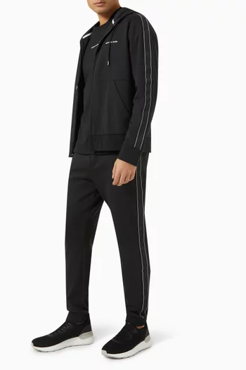 بنطال رياضي بشريط شعار الماركة مزيج قطن