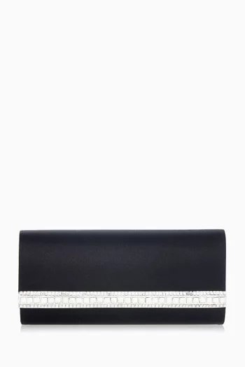 Perry Crystal-embellished Clutch in Satin