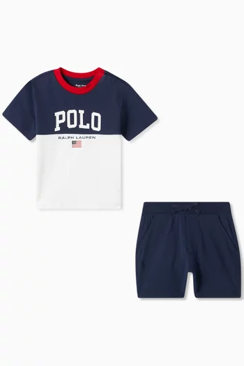 Polo Logo T-shirt & Shorts Set in Cotton-jersey