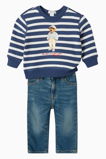 Polo Bear Striped Sweatshirt in Cotton-blend
