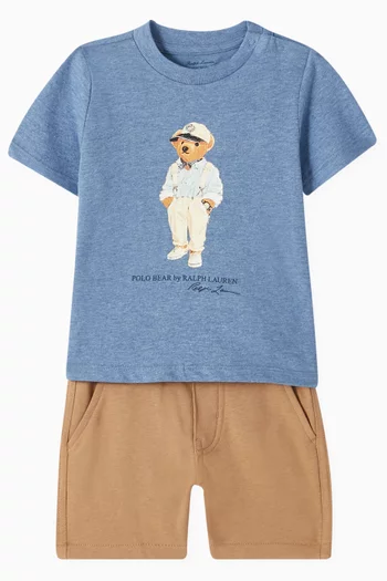 Polo Bear T-shirt & Shorts Set in Cotton-blend