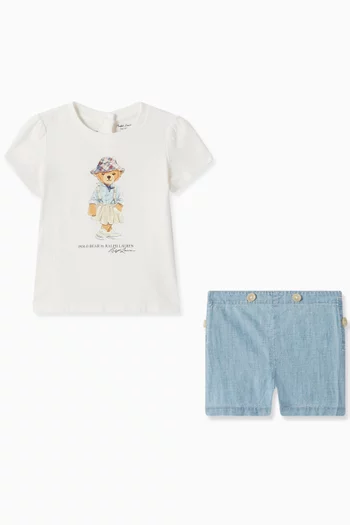 Polo Bear T-shirt & Shorts Set in Cotton