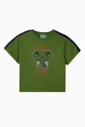 Elephant-print T-shirt in Organic Cotton