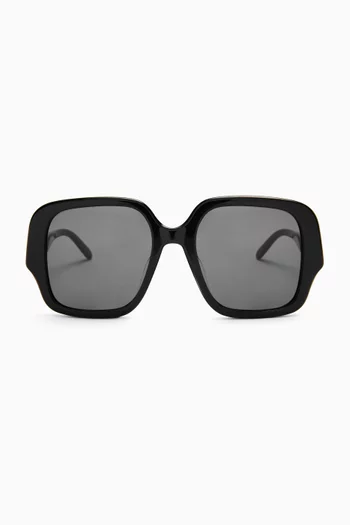 Oversized Square Slim Sunglasses in Acetate