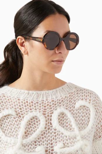 Oversized Round Slim Sunglasses in Acetate