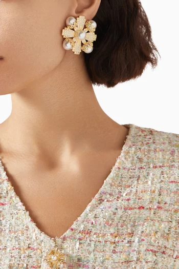 Pearl Clip-on Earrings in Gold-plated Brass