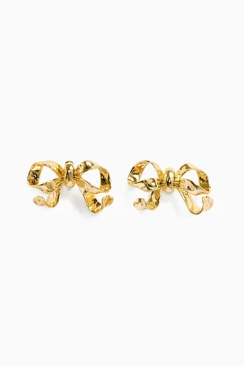 Bow Earrings in Gold-tone Brass