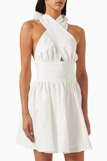 Cora Halter Mini Dress in Linen
