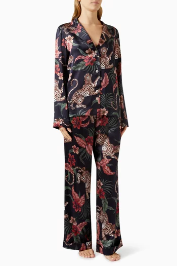 Soleia-print Long Pyjama Set in Silk