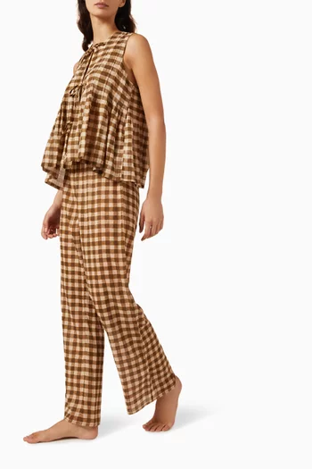 Gingham Pleated Lounge Set in Organic-cotton
